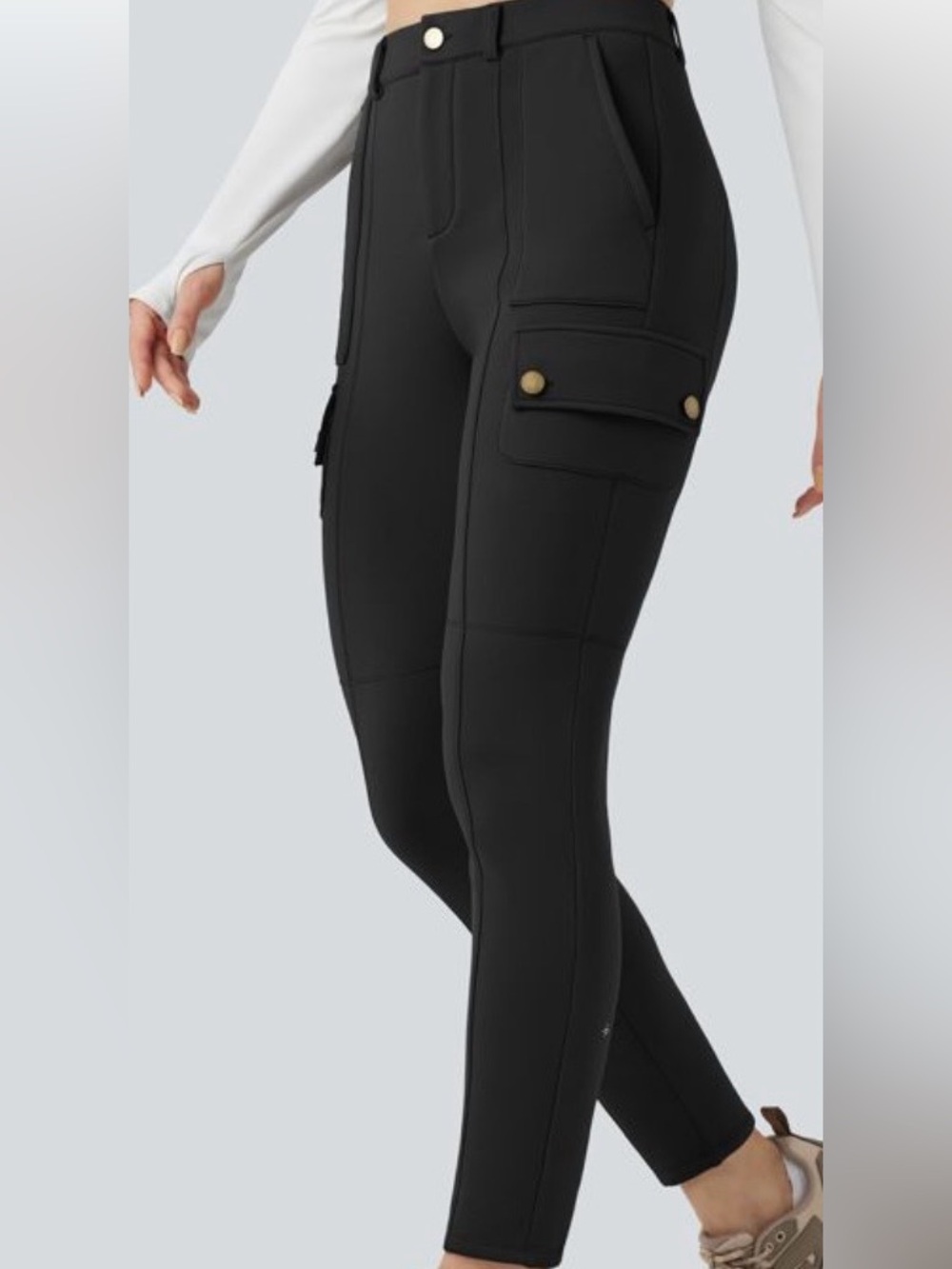 Halara women’s high waisted skinny fleece cargo pants with pockets medium reg